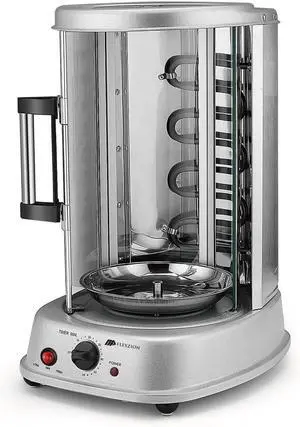 Flexzion Vertical Rotisserie Oven Grill - Countertop Shawarma Machine Kebab Electric Cooker Rotating Oven, Stainless Steel Roaster w/Bake Ware Kebob Skewers Stain Resistant Rotisserie Machine