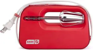 Dash SmartStore Compact Hand Mixer Electric for Whipping + Mixing Cookies, Brownies, Cakes, Dough, Batters, Meringues & More, 3 Speed, 150-Watt - Red