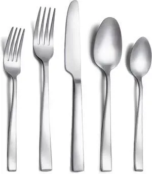 40 Piece Silverware Set Service for 8, EIUBUIE Premium Stainless Steel Cutlery Set, Matte Finish Flatware Sets Durable Solid, Modern Kitchen Tableware Eating Utensil Sets Include Spoons Forks Knives