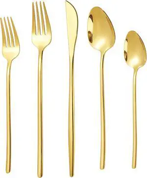 30-Piece Silverware set for 6, Premium 18/10 Stainless Steel Flatware Cutlery Set, Luxury Eating Utensils Set Include Spoons Forks & Knives, Mirror Polished, Dishwasher Safe (Gold)