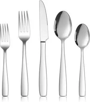 LIANYU 18/10 Flatware Set for 8, 40-Piece Stainless Steel Silverware Cutlery Set, Modern Square Eating Utensils Forks Spoons Tableware for Home Wedding Entertaining, Dishwasher Safe