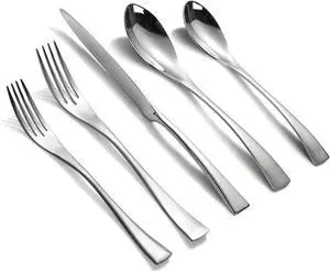 20-Piece Silverware Set for 4,Heavy Duty 18/10 Stainless Steel Cutlery Set with Forged Stand Knife,Modern Flatware Utensils Set,Forks Spoons and Knives Set,Mirror Polished,Dishwasher Safe