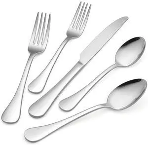 HaWare 18/10 Silverware Set, 60-Piece Stainless Steel Flatware Service for 12, Luxury Cutlery with Ultra Sharp Serrated Knife, Modern Eating Utensil Include Fork Spoon, Dishwasher Safe