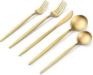 Matte Gold Silverware Set, OGORI 30-Piece Food Grade Stainless Steel Gold Flatware Set, Kitchen Utensil Set Service for 6, Tableware Cutlery Set for Home and Restaurant, Dishwasher Safe