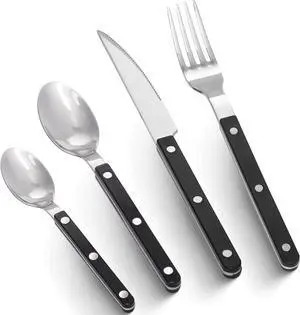 Stainless steel Silverware set black, 20-piece, Black flatware set, Silverware black, Flatware sets, Eating utensils sets, Kitchen silverware sets (Juego de cubiertos de acero inoxidable)