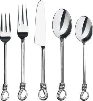 Gourmet Settings - 20-Piece Silverware Set -TWIST Collection - Polished Stainless Steel Flatware Sets - Service for 4 - Kitchen Cutlery Utensils Knife/Fork/Spoon - Dishwasher Safe