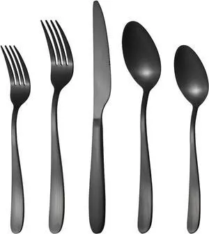 60-piece Black Silverware Set for 12, Stainless Steel Flatware Cutlery Set, Kitchen Utensil Tableware sets Include Spoons Forks Knives, for Every Ocassion, Dishwasher Safe