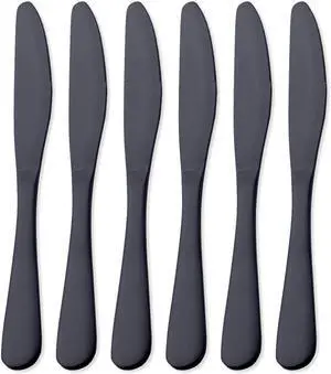 GoGeiLi Matte Black Dinner Knife, Stainless Steel Satin Finish 9.4-inch Dinner Table Knife Set, Service for 6, Dishwasher Safe