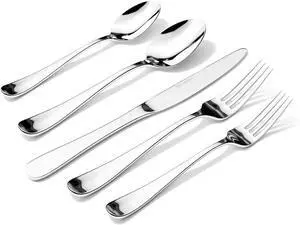 Silverware Set for 8, 40 Pieces Heavy Duty Stainless Steel Flatware Set, Mirror Polished Cutlery Utensil Set, Dinner Fork Knife Spoon Eating Tableware Set for Home, Dishwasher Safe, Silver