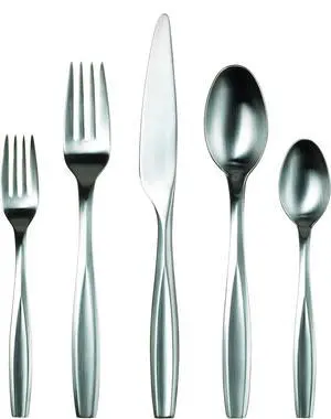 Gourmet Settings 20-Piece Silverware Beam Collection Matte Stainless Steel Flatware Sets, Service for 4, Kitchen Cutlery Utensil Knife/Fork/Spoons, Dishwasher Safe