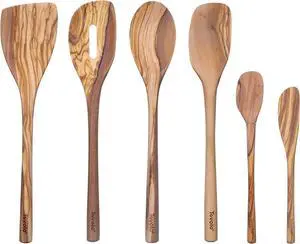 Tovolo Olivewood Utensil Set of 6 for Meal Prep, Cooking, Baking, and More