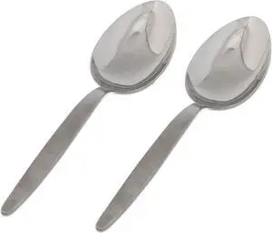 Kunz Regular Spoon Set | Pack of 2 | 18/10 Stainless Steel Plating Spoons | 9 Inch Basting Quenelle Chef Cooking Utensils Dinner Serving Spoon
