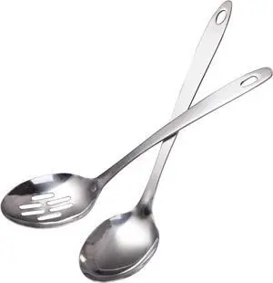 IMEEA Cooking Spoon Stainless Steel Large Serving Spoon Slotted Spoons for Cooking 12.8-Inch, Set of 2