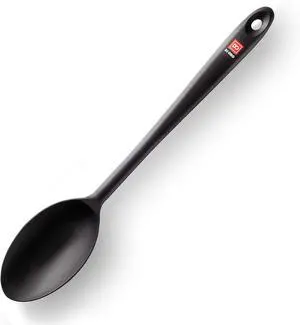 DI ORO Cooking Spoon - Solid Silicone 600F High Heat Nonstick Cookware Safe - Kitchen Spoon for Cooking & Baking - Large Serving & Mixing Utensil - Dishwasher Safe (Black)