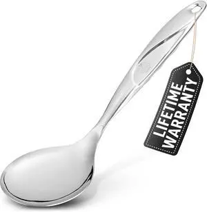 Zulay Kitchen Stainless Steel Serving Spoon - Large Cooking Spoon - Durable Premium Stainless Steel with Comfortable, Ergonomic Handle - Easy to Clean - Perfect for At Home Cooking & Buffets - 11.5