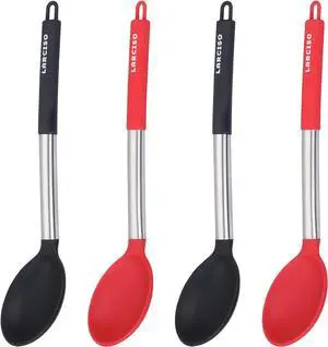 4 pieces Large silicone spoons, Food Grade Silicone Cooking Spoon, Non-Stick Serving Spoon, 13" Kitchen Utensils for Mixing, Serving, Cooking