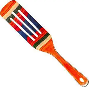Baltique Marrakesh Collection 13" Wooden Spurtle Spatula  Colorful Birch Wood Cooking Utensil, Nonstick Safe, Versatile Stirring & Serving Tool