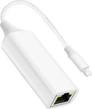 [MFi Certified] Lightning to Ethernet Adapter, 100Mbps Lightning to RJ45 Ethernet LAN Network Adapter, Compatible for i-Phone 14/13/12/11/i-Pad/i-Pod, Plug and Play (Non-POE)