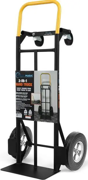 SIMPLI-MAGIC 2 in 1 Convertible Hand Truck and Dolly, 800LBS  Heavy-Duty Moving Dolly Cart with 10" Flat Free Rubber Wheels & Handle