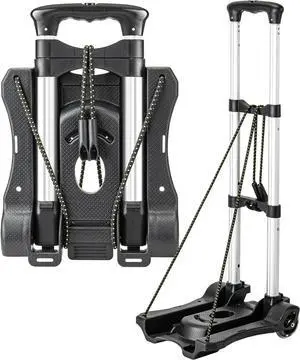Small Folding Hand Truck Dolly with 2 Wheels, Lightweight Aluminum Foldable Luggage Cart, Collapsible Cart Portable Dolly for Airport Travel Moving Use