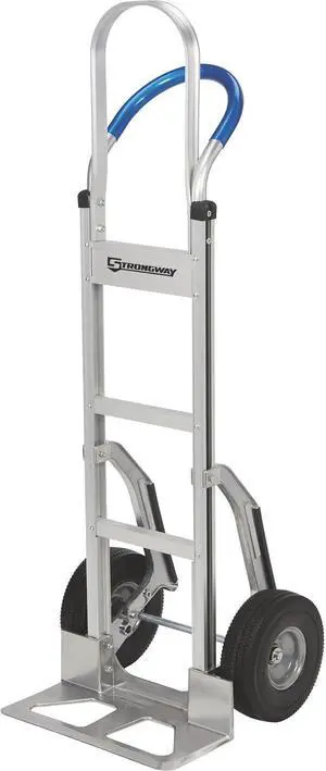 Strongway Continuous Handle Aluminum Hand Truck/Stair Skid Moving Dolly - 660-Lb. Capacity, 18in. Wide Toe Plate, 10in. Polyurethane Wheels, 54in. High