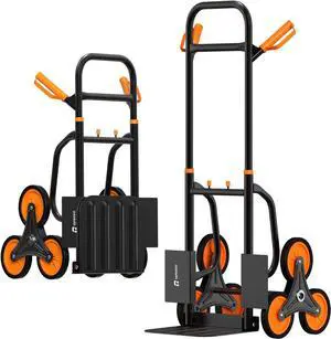Stair Climbing Hand Truck 440lbHeavy Duty Dolly Cart for StairsThickened Upgraded Steel Tube Folding Stair Climbing Trolley with Six Wheels and Telescoping Handle