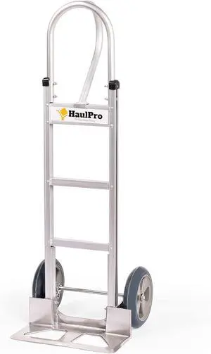 Heavy Duty Hand Truck with Vertical Loop Handle - Aluminum Dolly Cart for Moving - 500 Pound Capacity - 10" Rubber Wheels - 52.25" H x 17.5" W with 17.75" x 9.5" Diecast Nose Plate