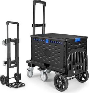 KEDSUM 3-in-1 Folding Hand Truck with Basket, 600LBS Heavy Duty Dolly Cart with Wheels, Six Wheels and Two Wheels Convertible Dolly Cart for Office,Home Moving, Simple Conversion