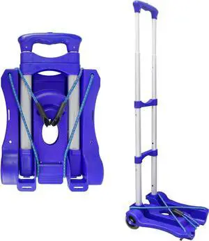 Sutekus Folding Hand Truck and Dolly 110-lbs Lightweight Portable Luggage Cart for School Travel Office Moving (Blue)