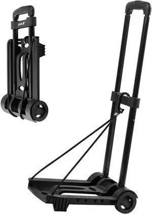 pack all Folding Luggage Cart, Heavy Duty Hand Truck with Wheels, Compact Trolley Cart for Home and Travel (Black)