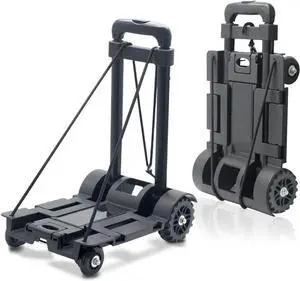 Foldable Plastic Folding Cart Lightweight Folding Shopping Trolley Mini Luggage Hand Truck for Travel Shopping Moving Office Use (4-Wheels)