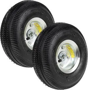 Vergo Heavy Duty Air Filled Dolly Replacement Wheels - Threaded Tires, 10" x 3.5" Hand Truck Wheels with 5/8" Axle Bore Hole, Offset Hub