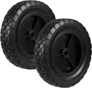 2 PCS 8 x 1.75 Inch Solid Rubber Hand Truck Wheel, Universal Lawn Mower Wheels for 1/2 Inch Axle, Replacement Tires for Hand Truck, Dolly, Compressor, 110 LBS Load Capacity