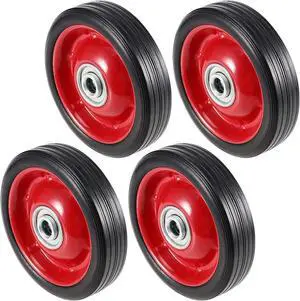 SEUNMUK Solid Rubber Wheel Tire, Hand Truck Replacement Wheels, 4 Pack 5" x 1.5", 1/2 Inch Axle Hole, 88 lbs Capacity for Hand Trucks, Garden Cart, Lawn Cart, Mower