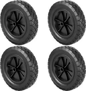 4 PCS 8 x 1.75 inch Solid Rubber Hand Truck Wheel, Universal Flat Free Lawn Mower Wheels with 1/2 Inch Axle, Replacement Tire for Hand Truck Dolly Cart Compressor, 110 LBS Load Capacity