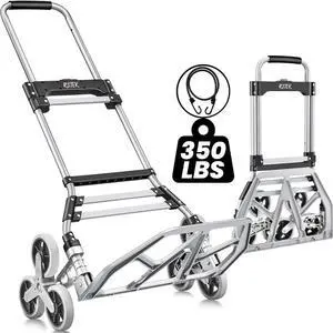 RJTEK Upgraded Version Stair Climber Hand Truck and Dolly, 350 Lb Capacity Stair Climbing cart Heavy-Duty Trolley Cart Heavy-Duty Luggage cart Stair Dolly Lightweight with Telescoping Handle