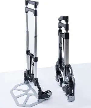 Folding Hand Truck and Dolly,165 lb Capacity Aluminum Portable Cart Foldable 2 Wheel Dolly with Telescoping Handle