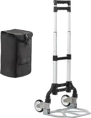 Hand Truck Dolly Cart with Wheels - Free Carry Bag Included, Portable 180 LB Capacity Hand Cart, Lightweight Aluminum Folding Dolly, Telescoping Higher Handle