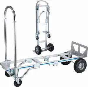 Convertible Hand Truck 1000 LBS Weight Capacity 2 in 1 Heavy Duty Hand Truck Durable Aluminum and Steel Construction with Nose Plate 4 Wheels Hand Truck Dolly