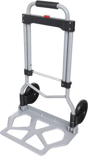 220lbs Portable Heavy Duty Folding Hand Truck Luggage Cart Dolly with 2 Wheels-Black for Travel, Shopping Or Industrial