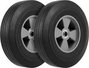 2 Pack 10 Inch Solid Rubber Tire, 5/8 Inch Axle Size Hand Truck Wheels Replacement Tires for Hose Cart, Garden Cart, Dolly Cart, 330 lb Load Capacity1