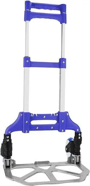 Heavy Duty Hand Truck & Dolly - 150 lb. Capacity Aluminum Utility Cart with Adjustable Shaft, Folds Down to Just 2" by Knack  Moving Equipment, Great for Lifting Boxes & Luggage (Blue)