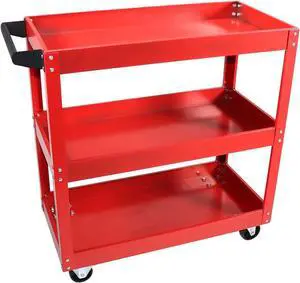 3 Tray Service Utility Cart 150 LBS Load Capacity with Swivel 360° Wheels Tool Cart Multifunctional