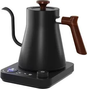 Gooseneck Electric Kettle,Electric Kettles, ±1 Temperature Control, Ultra-Quiet 304 Stainless Steel, for Coffee, Tea & Milk, Auto Boil Detection, 8 Safety Protections & Memory Function(Black0.9L)