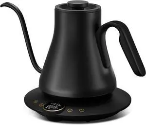 Electric Kettle, Gooseneck Electric Kettle, ±1 Temperature Control, Stainless Steel Inner, Quick Heating, for Pour Over Coffee, Brew Tea, Boil Hot Water, 1500W/0.9L Black