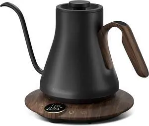 Electric Kettles, INTASTING Gooseneck Electric Kettle, ±1 Temperature Control, Stainless Steel Inner, Quick Heating, for Pour Over Coffee, Brew Tea, Boil Hot Water, 1500W/0.9L (Glossy Black)