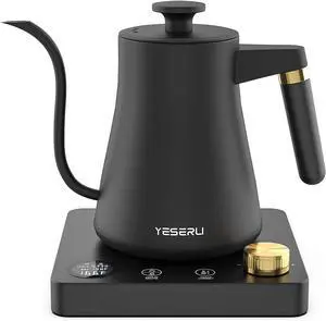 1200W Gooseneck Kettle with ±1 Temperature Control,Pour Over Electric Kettle for Coffee & Tea,Digital Display,4 Temp Preset,12H Keep Warm,100% Stainless Steel,Rapid Heating,1L,Matte Black