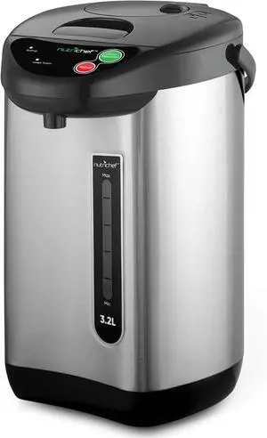 NutriChefKitchen Hot Water Urn Pot Insulated Stainless Steel,Auto & Manual Dispense,Auto Boiler,Safety Lock Shutoff 3.38 QT /3.2L - Auto Boiler Shut Off -One size