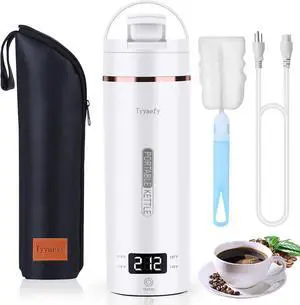 Portable Electric Kettle with Drinking Spout, Plug-in with Travel Bag, 450mL 304 Stainless Steel, 4 Preset Temp, Rapid Boiling  Home/Office/Hotel/Caravan/Dorm/Business Trip