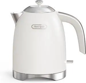 Hazel Quinn Electric Kettle - 1.7 Liters (57oz) Stainless Steel Water Kettle, BPA-Free Interior, 1200W Fast Boiling, Cordless, Rotational Base, Automatic Shut Off & One-Touch LED - Pearl White